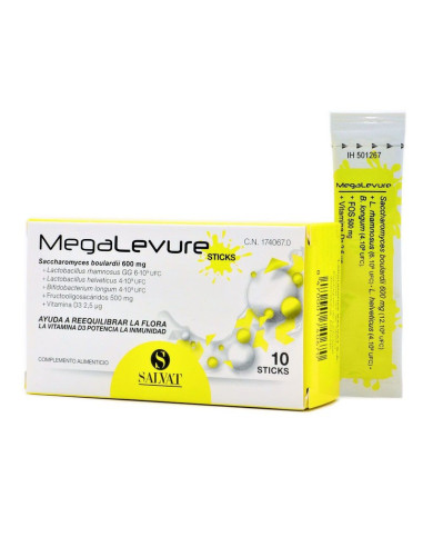 MEGALEVURE 10 STICKS SABOR PLATANO